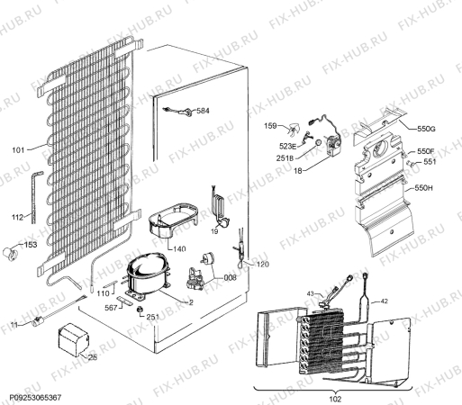 Взрыв-схема холодильника Electrolux ENN2741AOW - Схема узла Cooling system 017